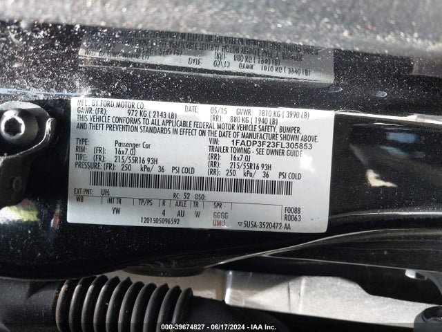 Ford FOCUS SE 2015 1FADP3F23FL305853 Image 9