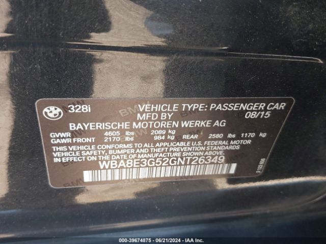 WBA8E3G52GNT26349 BMW 328i Xdrive
