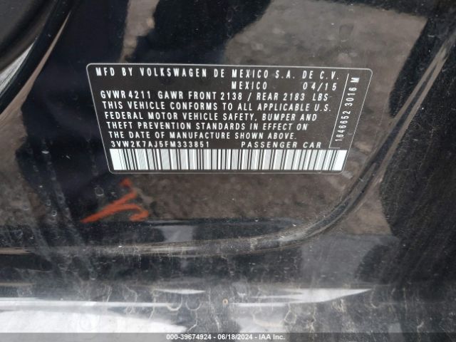 3VW2K7AJ5FM333851 Volkswagen Jetta 2.0l S