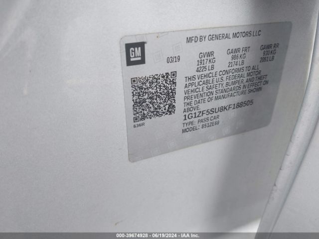 1G1ZF5SU8KF188505 Chevrolet MALIBU HYBRID