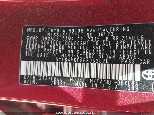 Toyota COROLLA LE 2023 5YFB4MDE8PP052826 Image 9