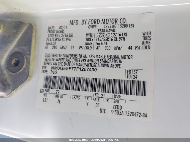 Ford Transit Connect Xlt 2015 NM0GE9F77F1207400 Image 9