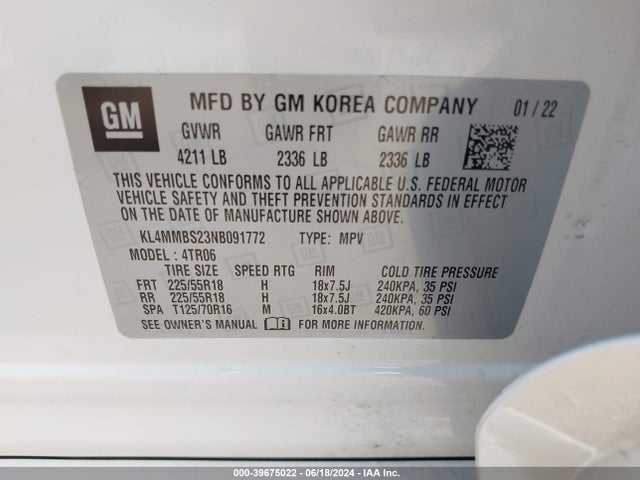 KL4MMBS23NB091772 Buick Encore Gx Fwd Preferred