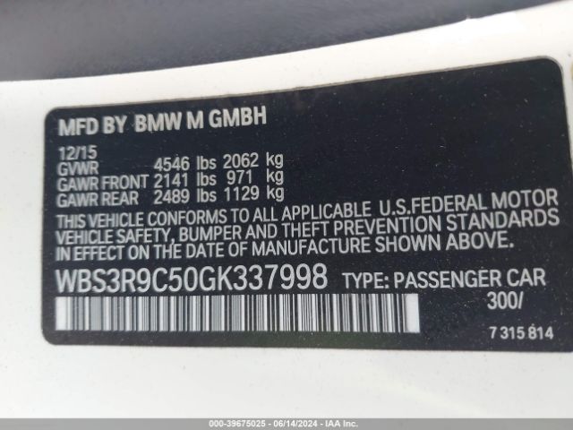 WBS3R9C50GK337998 BMW M4