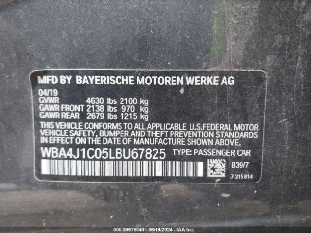 WBA4J1C05LBU67825 BMW 430i Gran Coupe