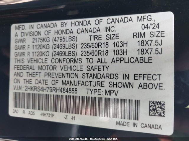Honda Cr-v Ex-l Awd 2024 2HKRS4H79RH484888 Image 9