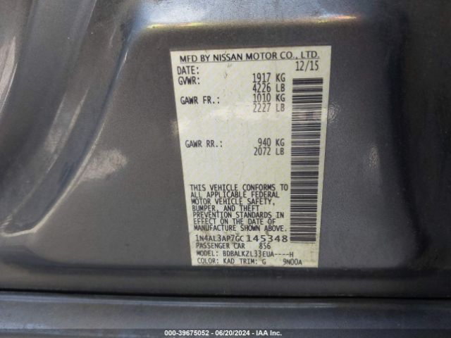 1N4AL3AP7GC145348 Nissan Altima 2.5 Sv