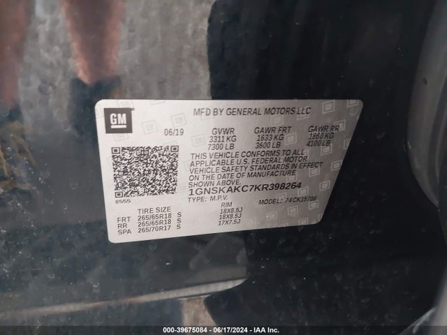 Chevrolet Tahoe Ls 2019 1GNSKAKC7KR398264 Image 9