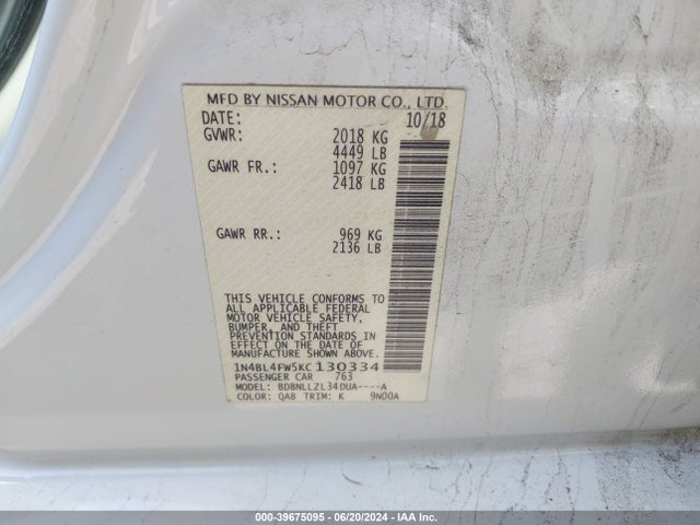 Nissan Altima 2.5 Platinum 2019 1N4BL4FW5KC130334 Image 9