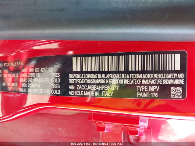 ZACCJABB4HPE80077 Jeep Renegade Latitude Fwd