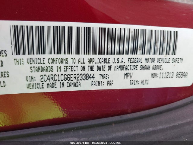 2C4RC1CG6ER233844 Chrysler Town & Country Touring-l
