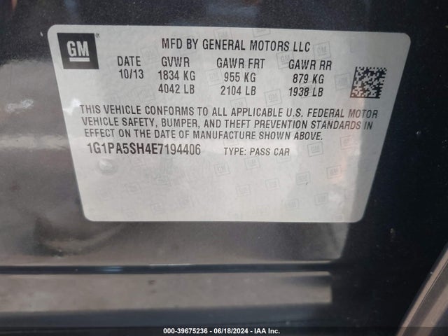 Chevrolet Cruze Ls Auto 2014 1G1PA5SH4E7194406 Image 9