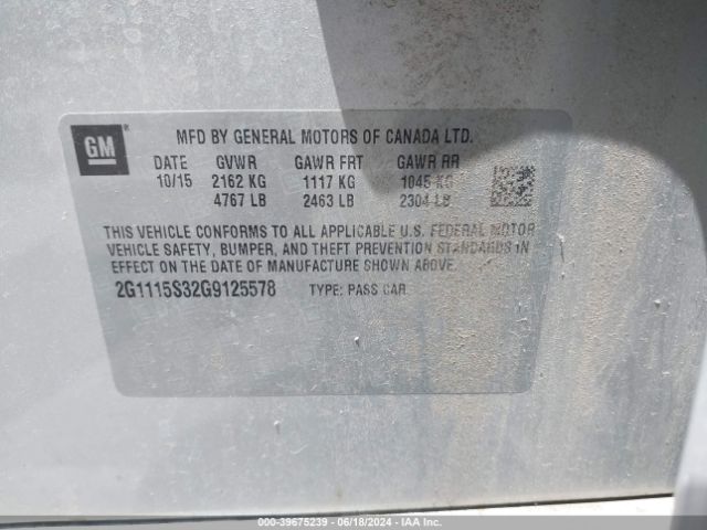 2G1115S32G9125578 Chevrolet Impala 2lt
