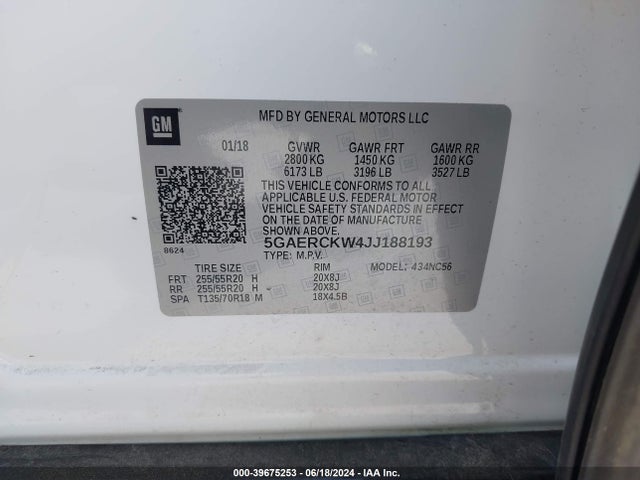 5GAERCKW4JJ188193 Buick Enclave Premium