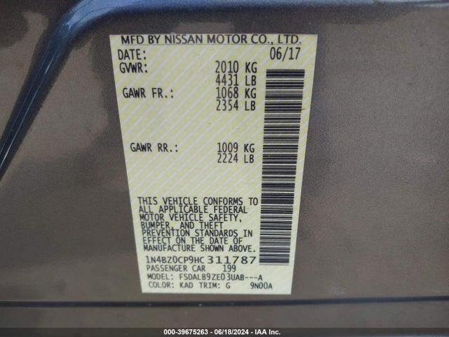 Nissan LEAF S 2017 1N4BZ0CP9HC311787 Image 9