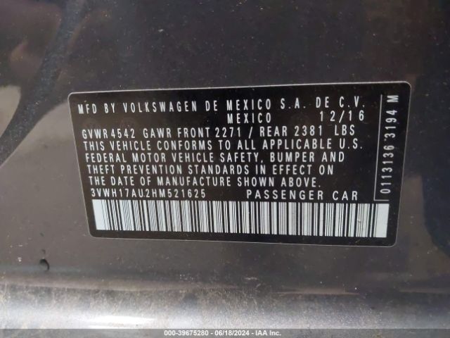 3VWH17AU2HM521625 Volkswagen Golf Alltrack Tsi S/tsi Se/tsi Sel