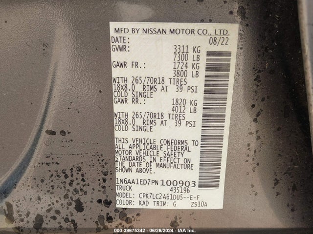 Nissan Titan Sv 4x4 2023 1N6AA1ED7PN100903 Image 9