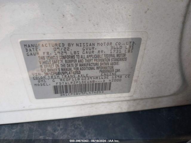 3N1CP5BV9PL474253 Nissan Kicks S Xtronic Cvt