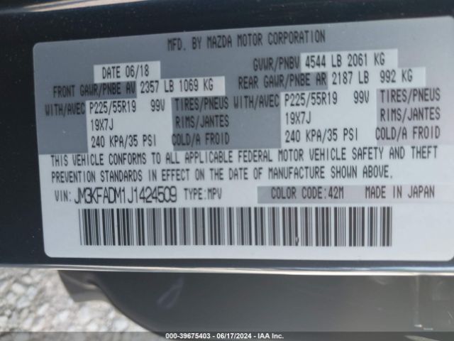 JM3KFADM1J1424509 Mazda Cx-5 Grand Touring