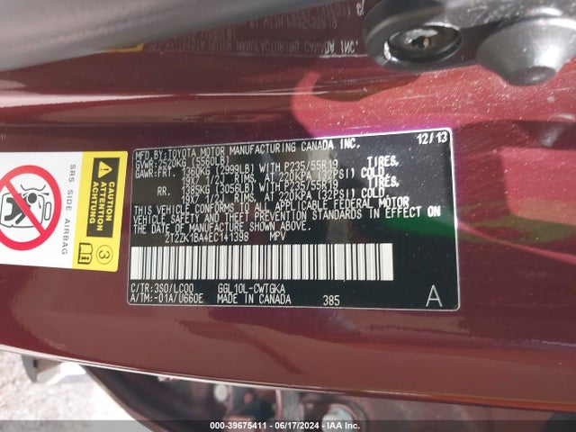 Lexus RX 350 2014 2T2ZK1BA4EC141398 Image 9
