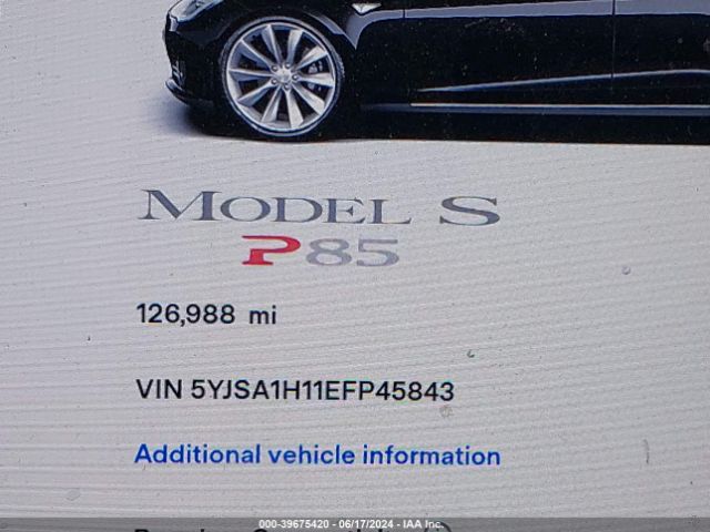 5YJSA1H11EFP45843 Tesla Model S P85