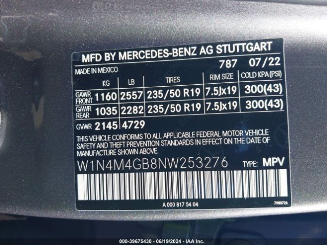 W1N4M4GB8NW253276 Mercedes-Benz GLB 250