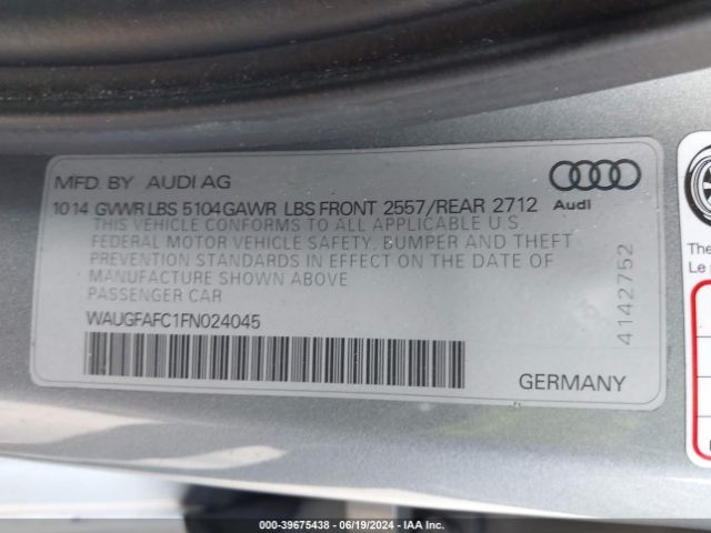 WAUGFAFC1FN024045 Audi A6 2.0t Premium