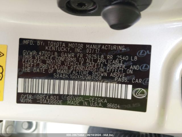 58ABK1GGXHU061568 Lexus ES 350