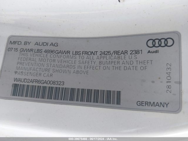 WAUD2AFR6GA008323 Audi A5 2.0t Premium