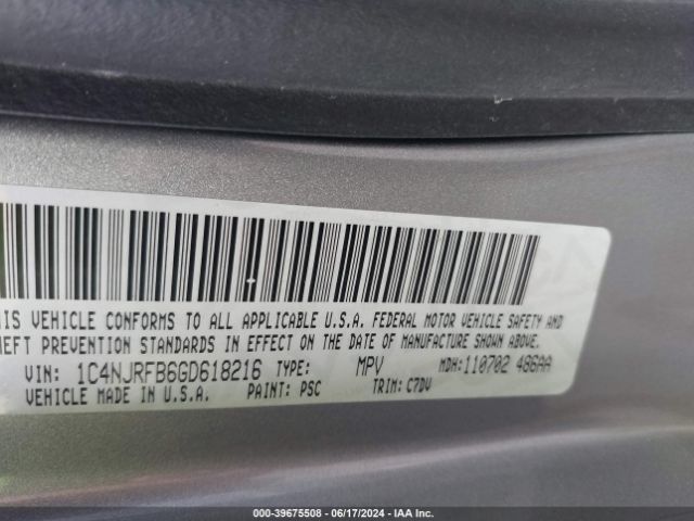 1C4NJRFB6GD618216 Jeep Patriot Latitude