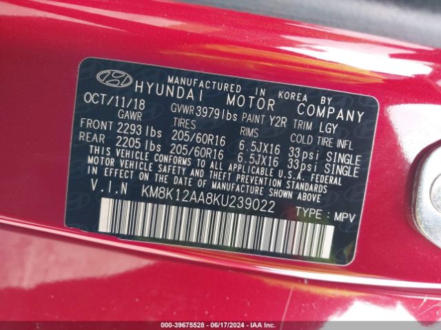 KM8K12AA8KU239022 Hyundai Kona Se