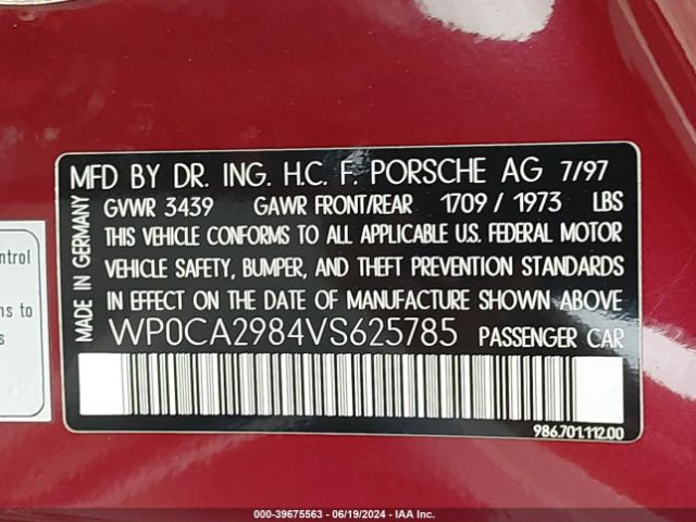 1997 PORSCHE BOXSTER WP0CA2984VS625785 Photo 8