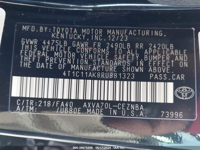 Toyota CAMRY LE 2024 4T1C11AK8RU881323 Image 9
