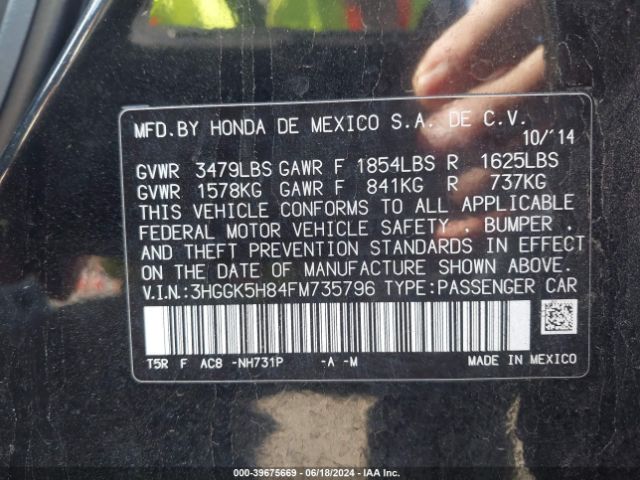 3HGGK5H84FM735796 Honda Fit Ex/ex-l
