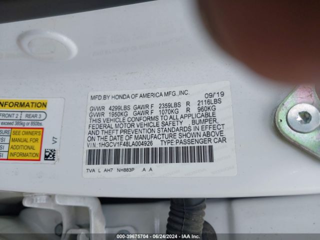 1HGCV1F48LA004926 Honda ACCORD EX