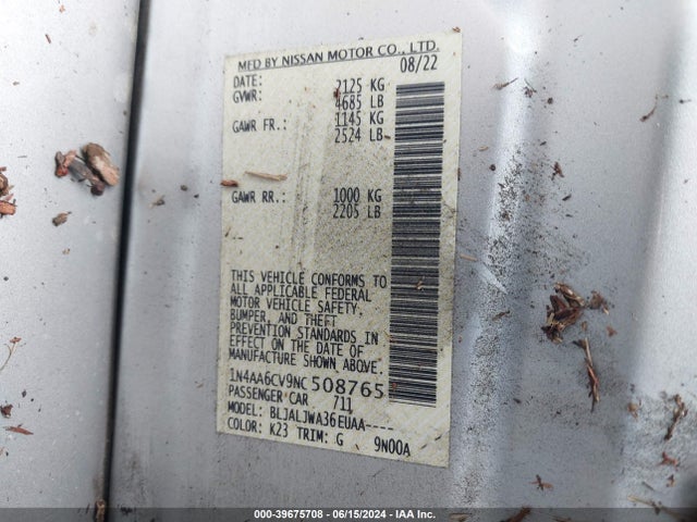 Nissan Maxima Sv Xtronic Cvt 2022 1N4AA6CV9NC508765 Image 9