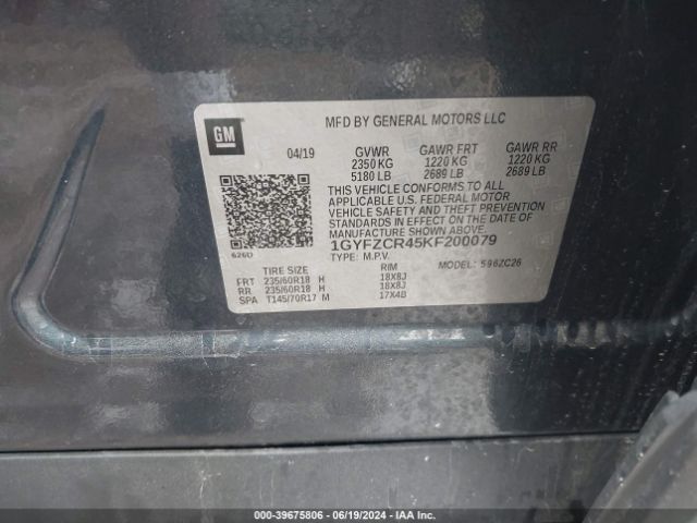 1GYFZCR45KF200079 Cadillac Xt4 Premium Luxury
