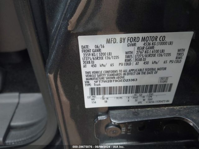 1FT7W2BT9GED23363 Ford F-250 Lariat