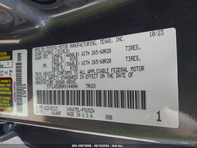 Toyota Tundra Sr5 2024 5TFLA5DB8RX144046 Image 9
