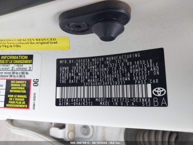 Toyota COROLLA LE 2017 5YFBURHE0HP628031 Image 9