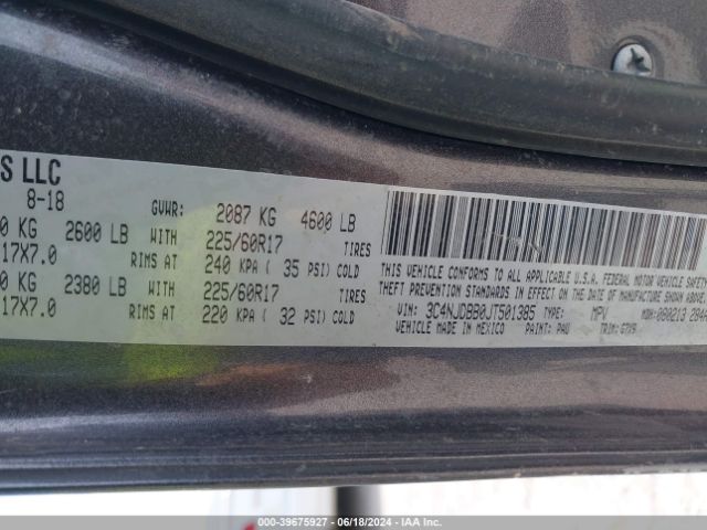 3C4NJDBB0JT501385 Jeep Compass Latitude 4x4