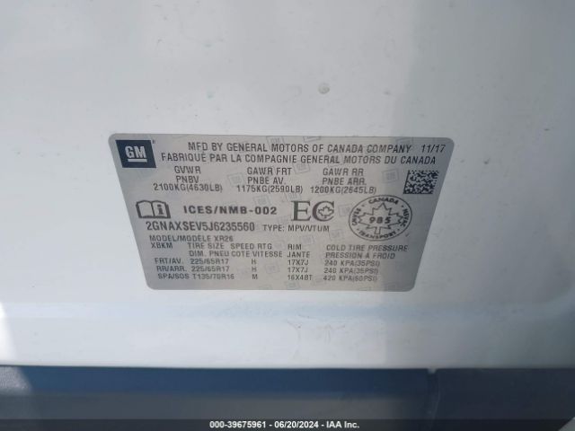 2GNAXSEV5J6235560 Chevrolet EQUINOX LT