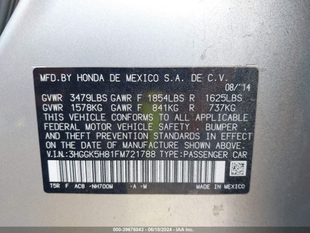 3HGGK5H81FM721788 Honda Fit Ex/ex-l