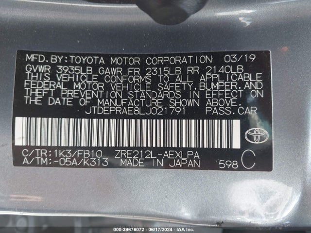 Toyota COROLLA LE 2020 JTDEPRAE8LJ021791 Image 9