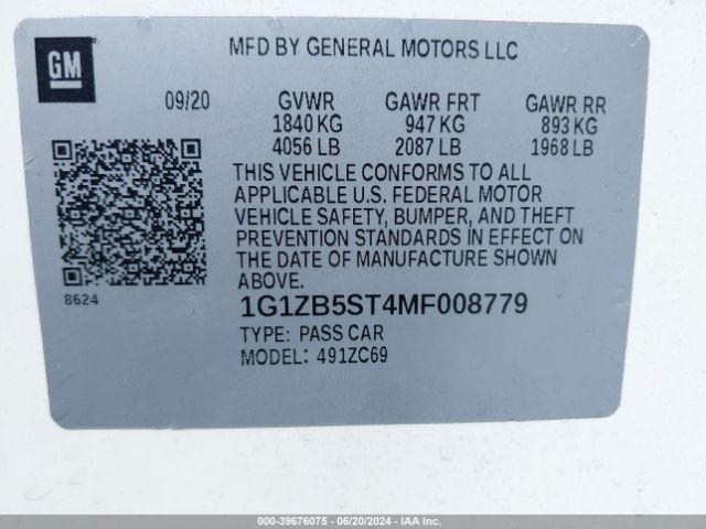 1G1ZB5ST4MF008779 Chevrolet Malibu Fwd Ls