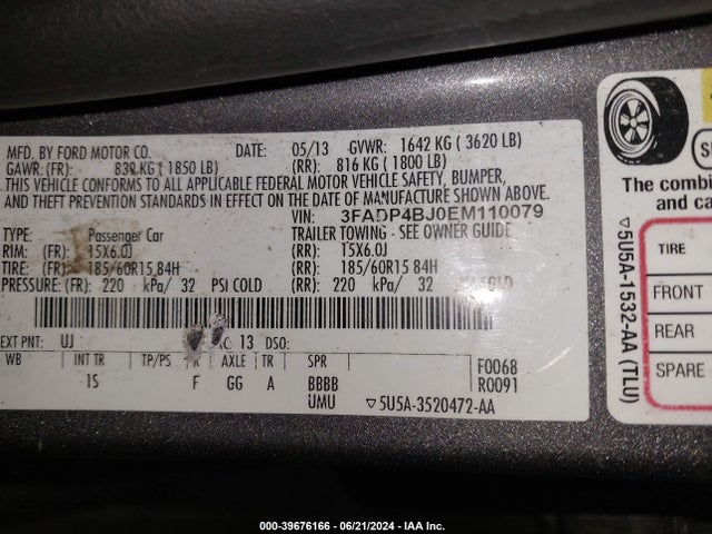 Ford FIESTA SE 2014 3FADP4BJ0EM110079 Image 9