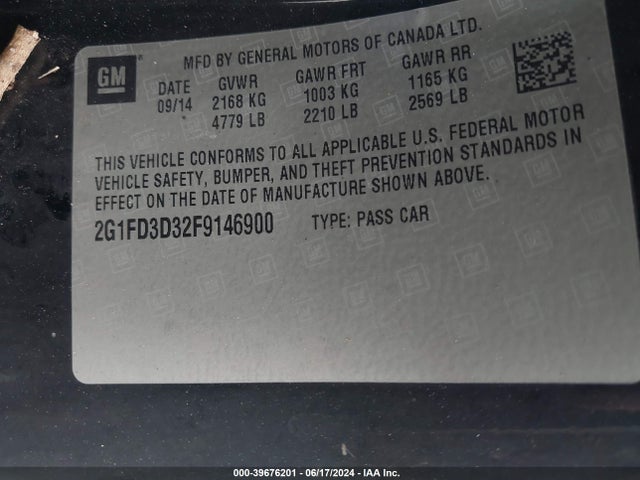 Chevrolet Camaro 1lt 2015 2G1FD3D32F9146900 Image 9