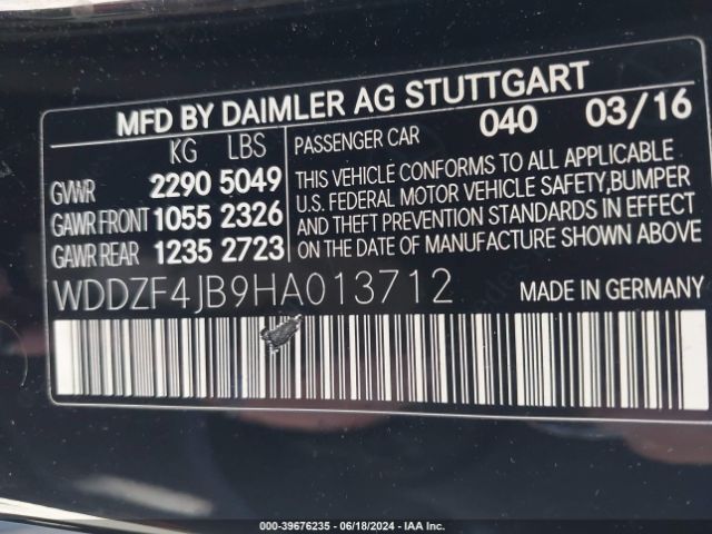 WDDZF4JB9HA013712 Mercedes-Benz E 300