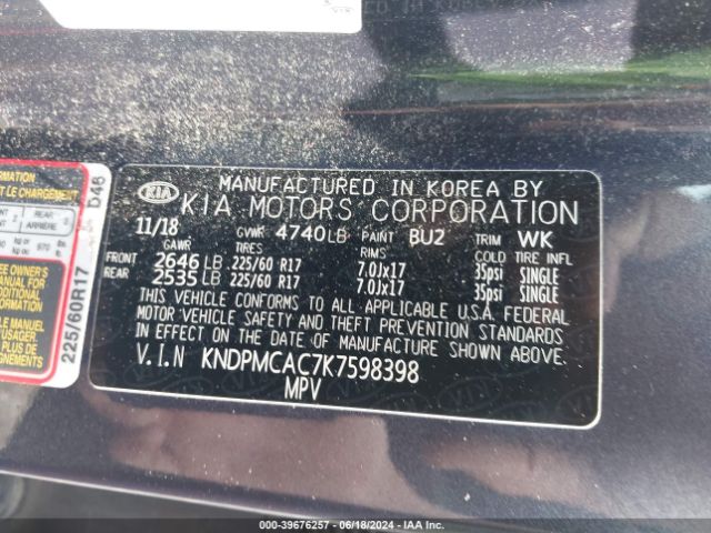 KNDPMCAC7K7598398 KIA Sportage Lx