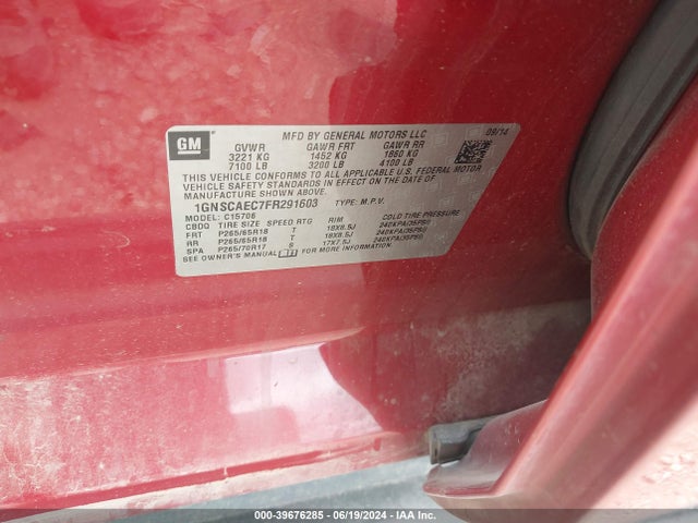 Chevrolet Tahoe Ls 2015 1GNSCAEC7FR291603 Image 9